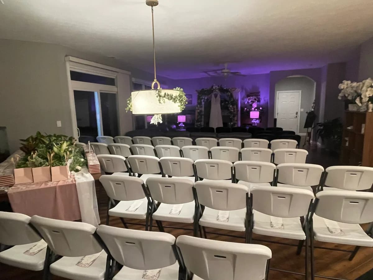 Lifetime tables and chairs ready for a party